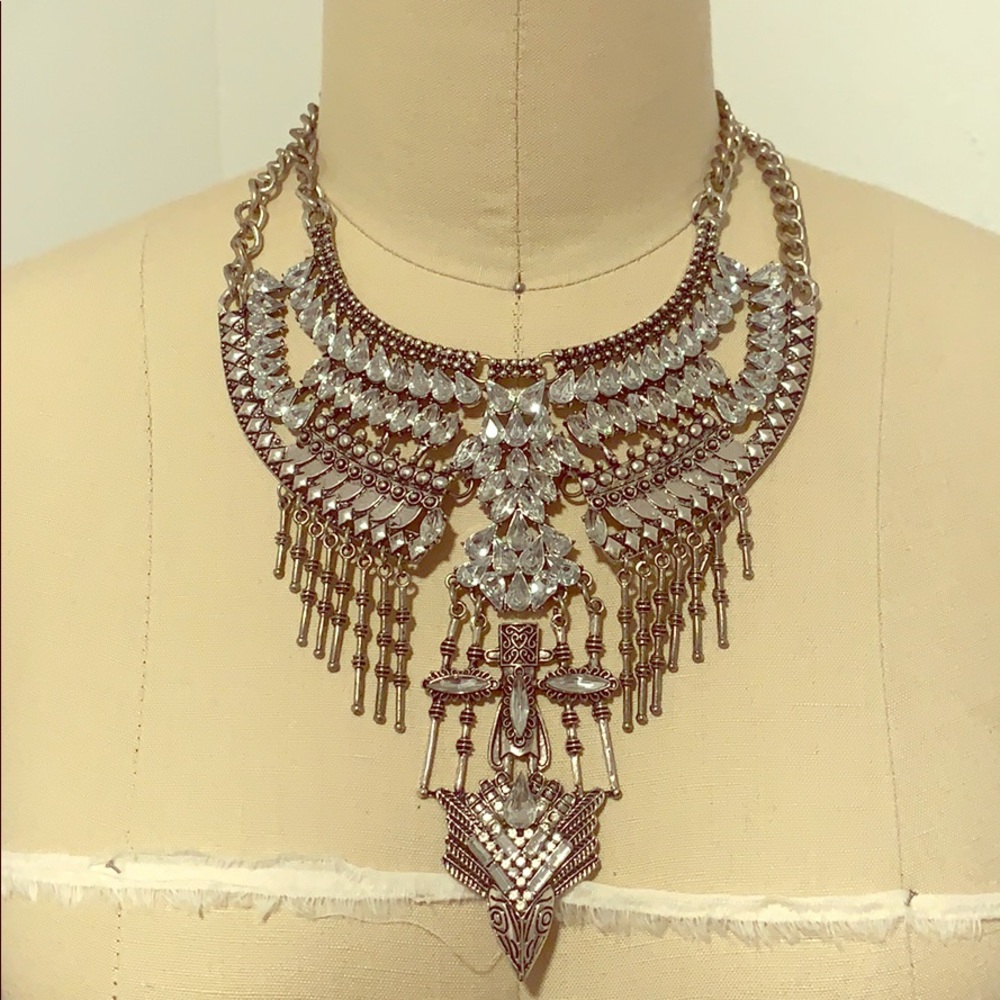 Layered crystal necklace